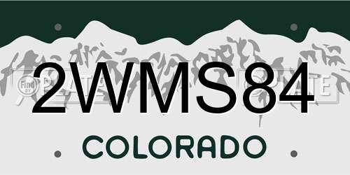 2WMS84 Colorado License Plate