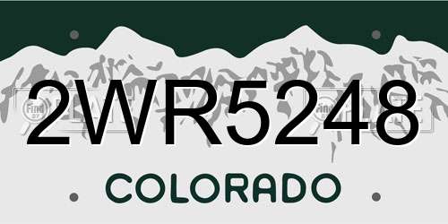 2WR5248 Colorado License Plate