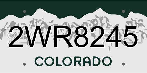 2WR8245 Colorado License Plate