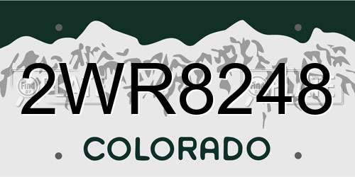 2WR8248 Colorado License Plate