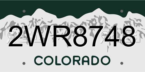 2WR8748 Colorado License Plate