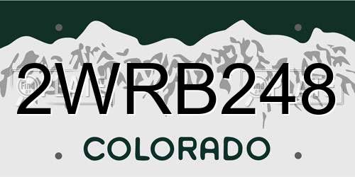 2WRB248 Colorado License Plate