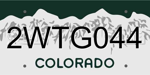 2WTG044 Colorado License Plate