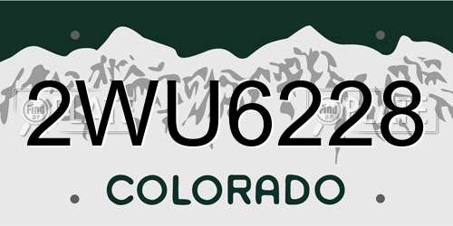 2WU6228 Colorado License Plate