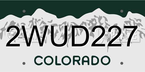 2WUD227 Colorado License Plate