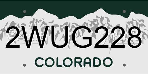 2WUG228 Colorado License Plate