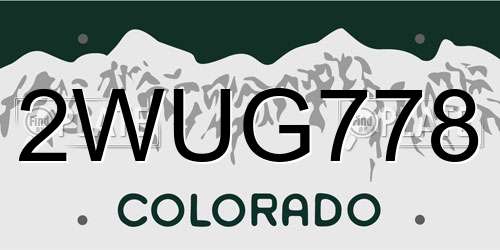2WUG778 Colorado License Plate