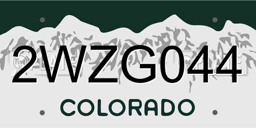 2WZG044 Colorado License Plate