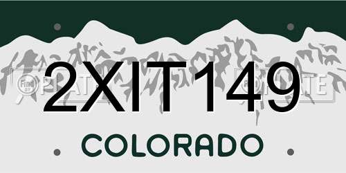 2XIT149 Colorado License Plate