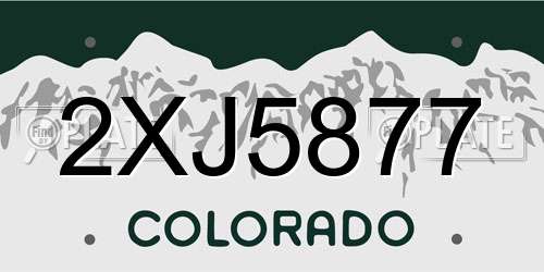 2XJ5877 Colorado License Plate