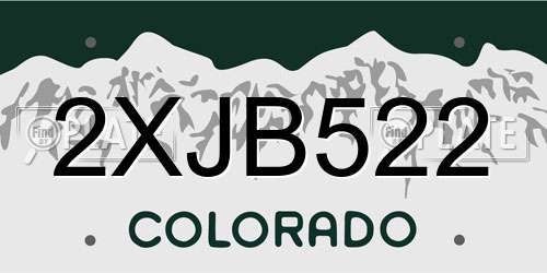 2XJB522 Colorado License Plate