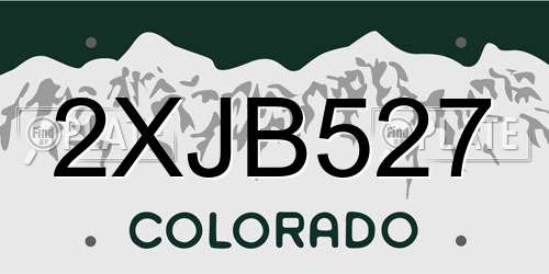 2XJB527 Colorado License Plate