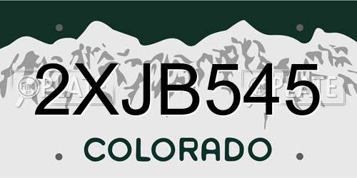 2XJB545 Colorado License Plate