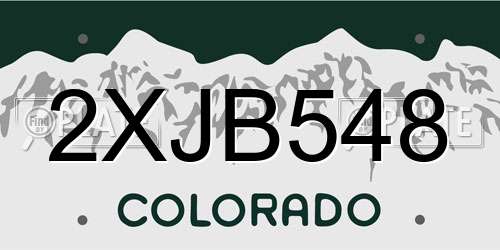 2XJB548 Colorado License Plate