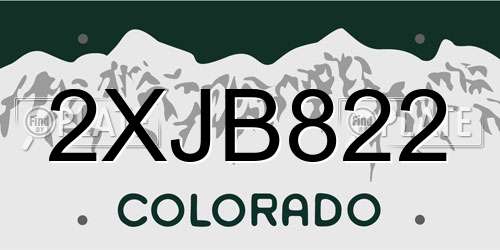 2XJB822 Colorado License Plate