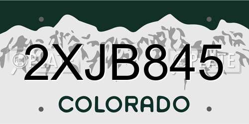 2XJB845 Colorado License Plate