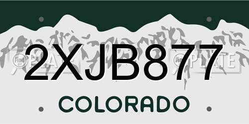 2XJB877 Colorado License Plate