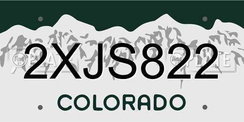 2XJS822 Colorado License Plate