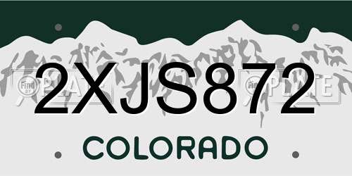 2XJS872 Colorado License Plate