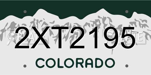 2XT2195 Colorado License Plate