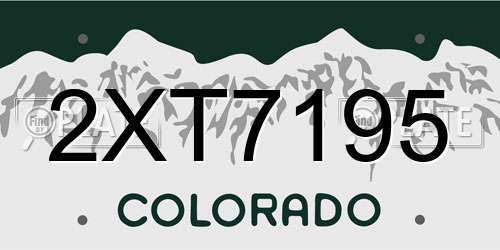 2XT7195 Colorado License Plate