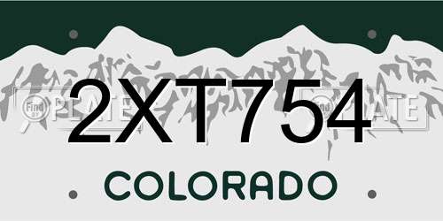 2XT754 Colorado License Plate
