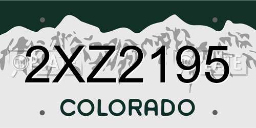 2XZ2195 Colorado License Plate