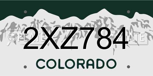 2XZ784 Colorado License Plate