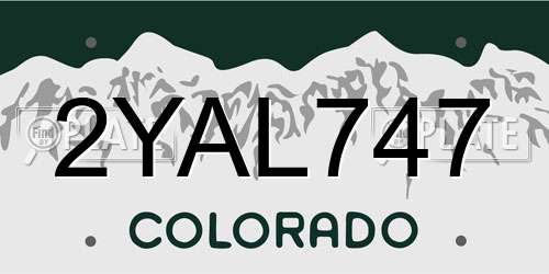 2YAL747 Colorado License Plate