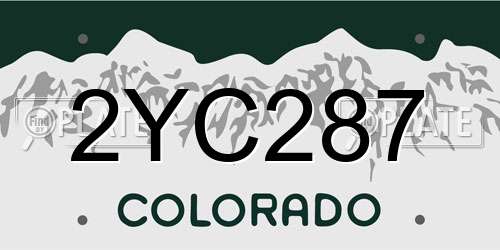 2YC287 Colorado License Plate