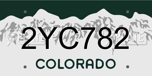 2YC782 Colorado License Plate