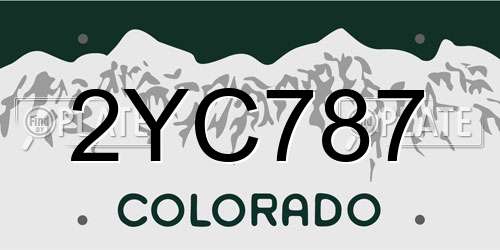 2YC787 Colorado License Plate