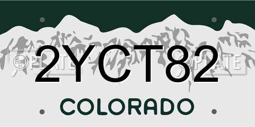 2YCT82 Colorado License Plate