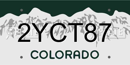 2YCT87 Colorado License Plate