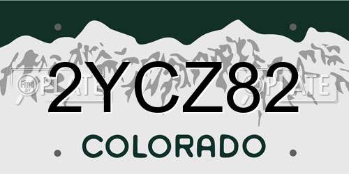 2YCZ82 Colorado License Plate