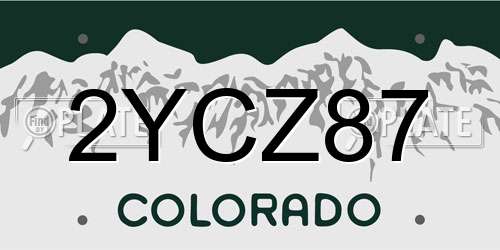2YCZ87 Colorado License Plate