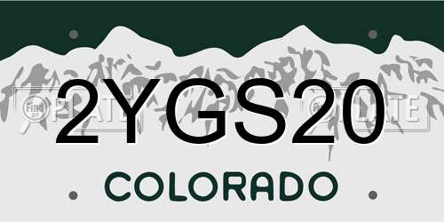 2YGS20 Colorado License Plate