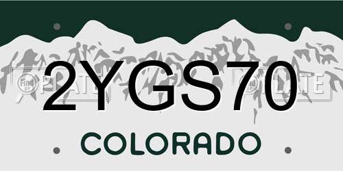 2YGS70 Colorado License Plate