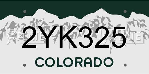 2YK325 Colorado License Plate