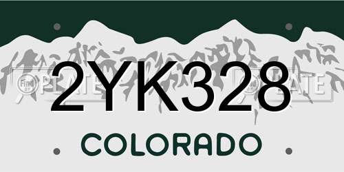 2YK328 Colorado License Plate