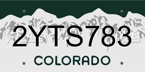 2YTS783 Colorado License Plate