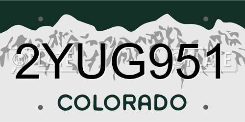2YUG951 Colorado License Plate