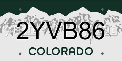 2YVB86 Colorado License Plate