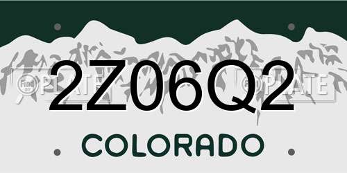 2Z06Q2 Colorado License Plate