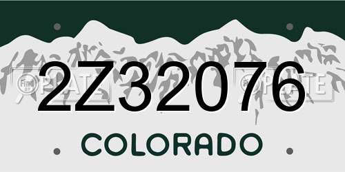 2Z32076 Colorado License Plate