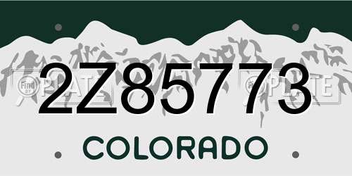 2Z85773 Colorado License Plate