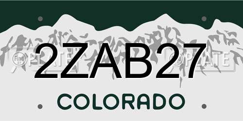 2ZAB27 Colorado License Plate