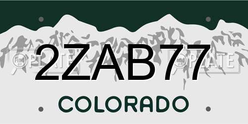 2ZAB77 Colorado License Plate