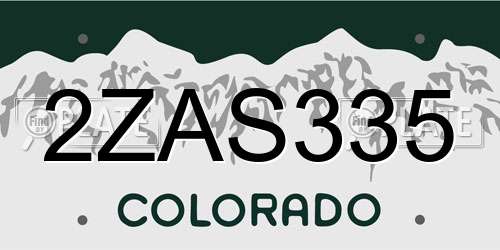 2ZAS335 Colorado License Plate