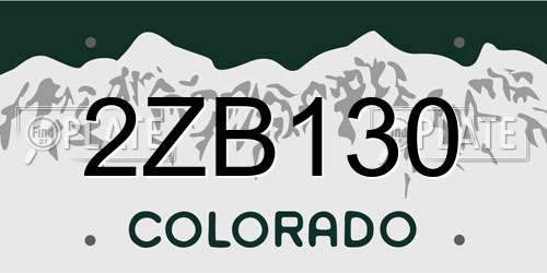 2ZB130 Colorado License Plate